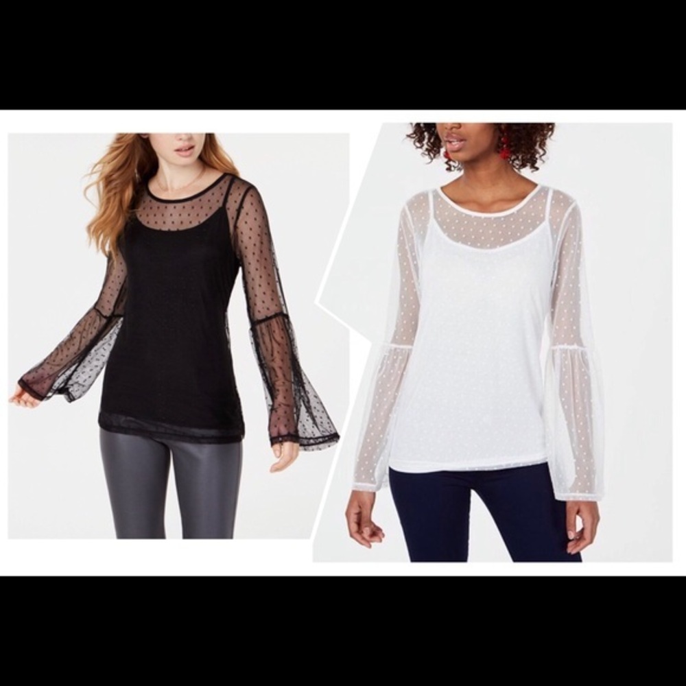 Ultra Flirt Juniors' Mesh Bell-Sleeve Top w/ Cami